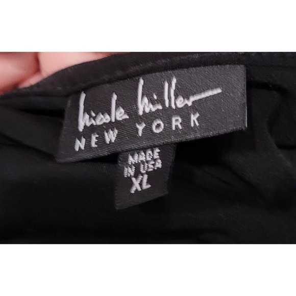 Nicole Miller New York Women SZ‎ XL black jersey knit jumpsuit relaxed fit crop - Picture 3 of 12